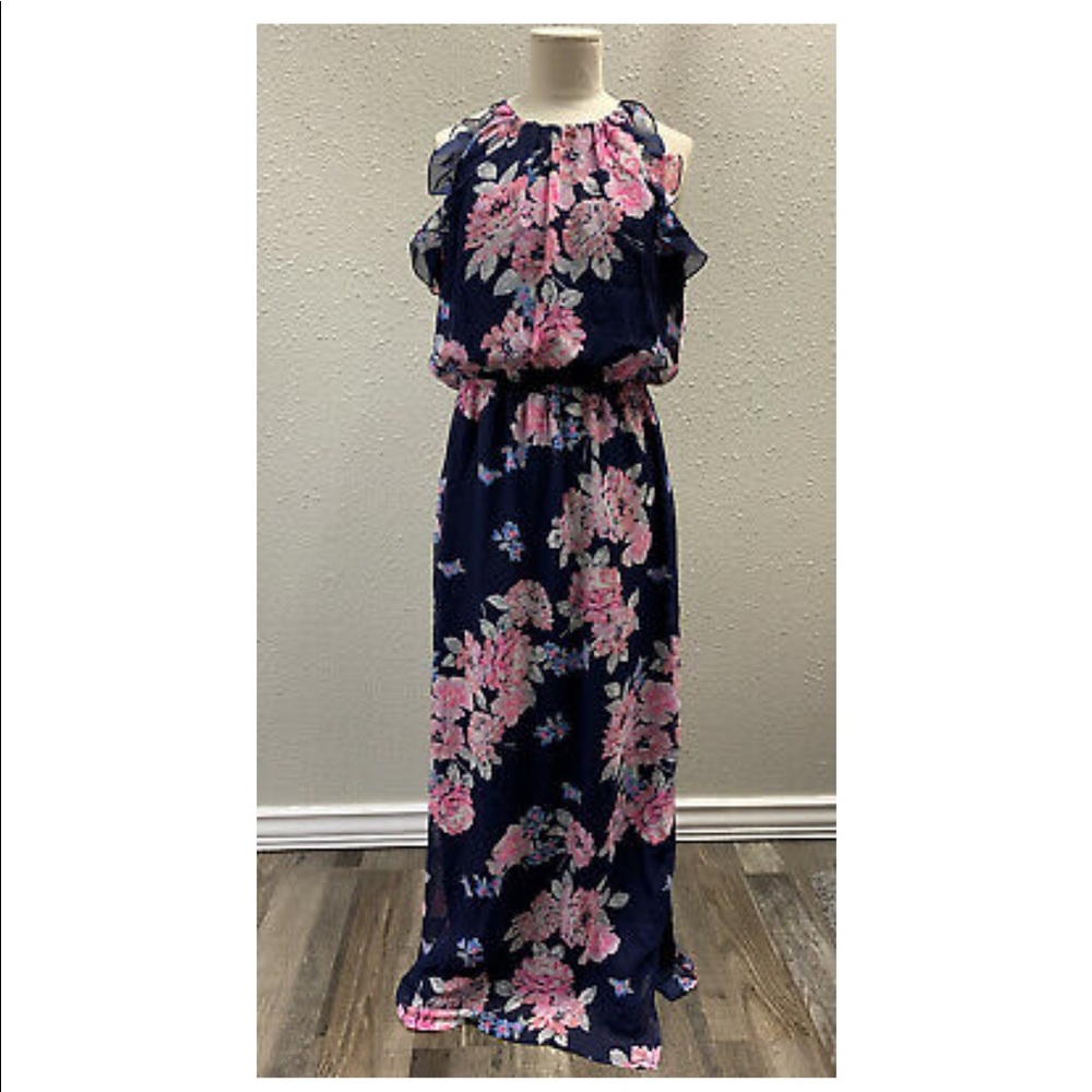 Floral Ruffle Sleeveless Maxi